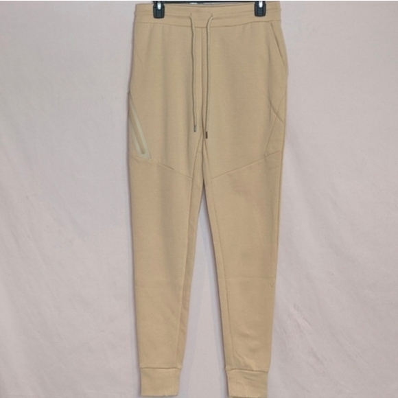 Oyster Guy Neutral Tan Jogger Sweatpants with Zip Close Pockets size Small - Picture 1 of 9